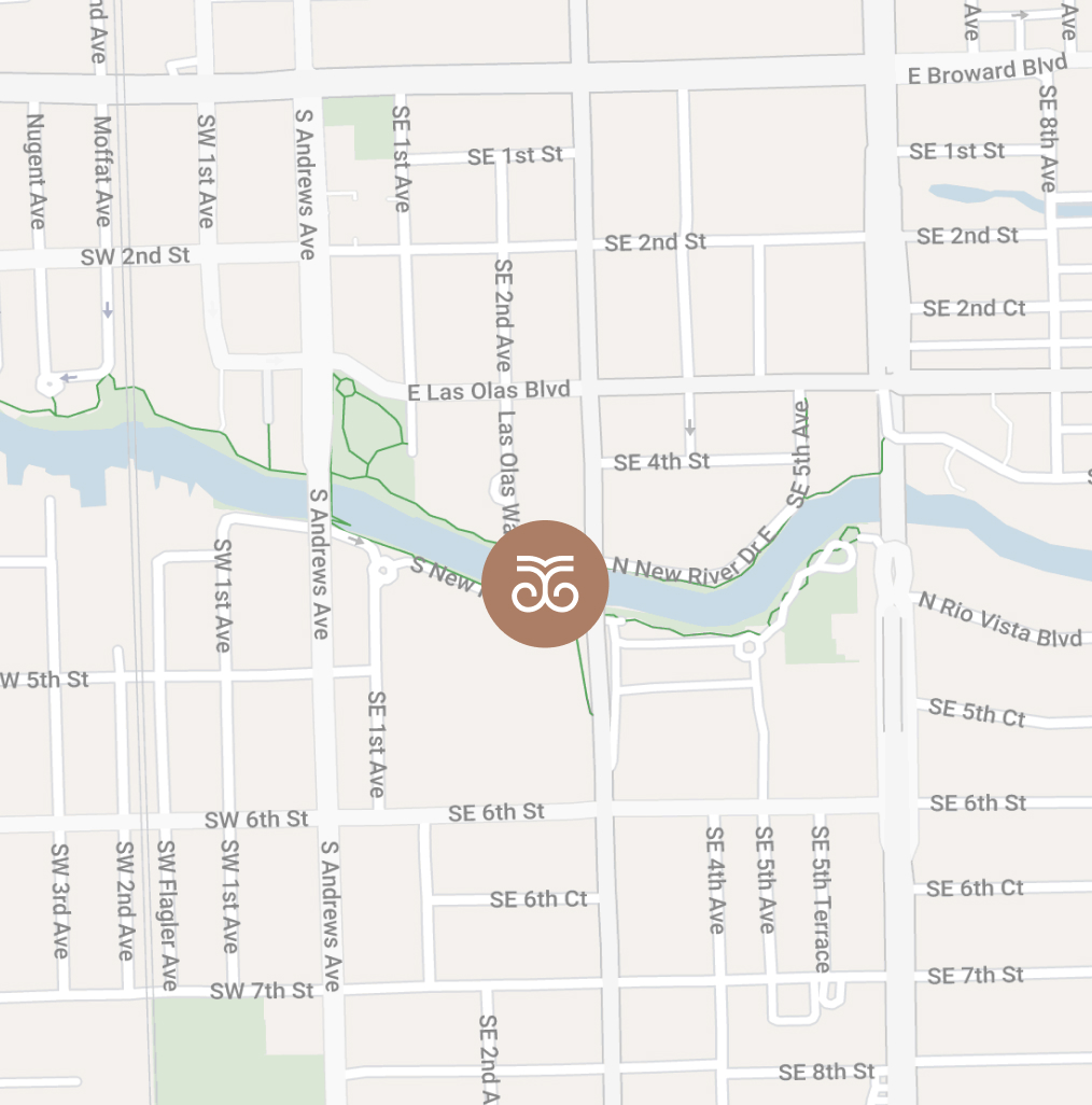 Map showing location of Alluvion apartments in Fort Lauderdale.